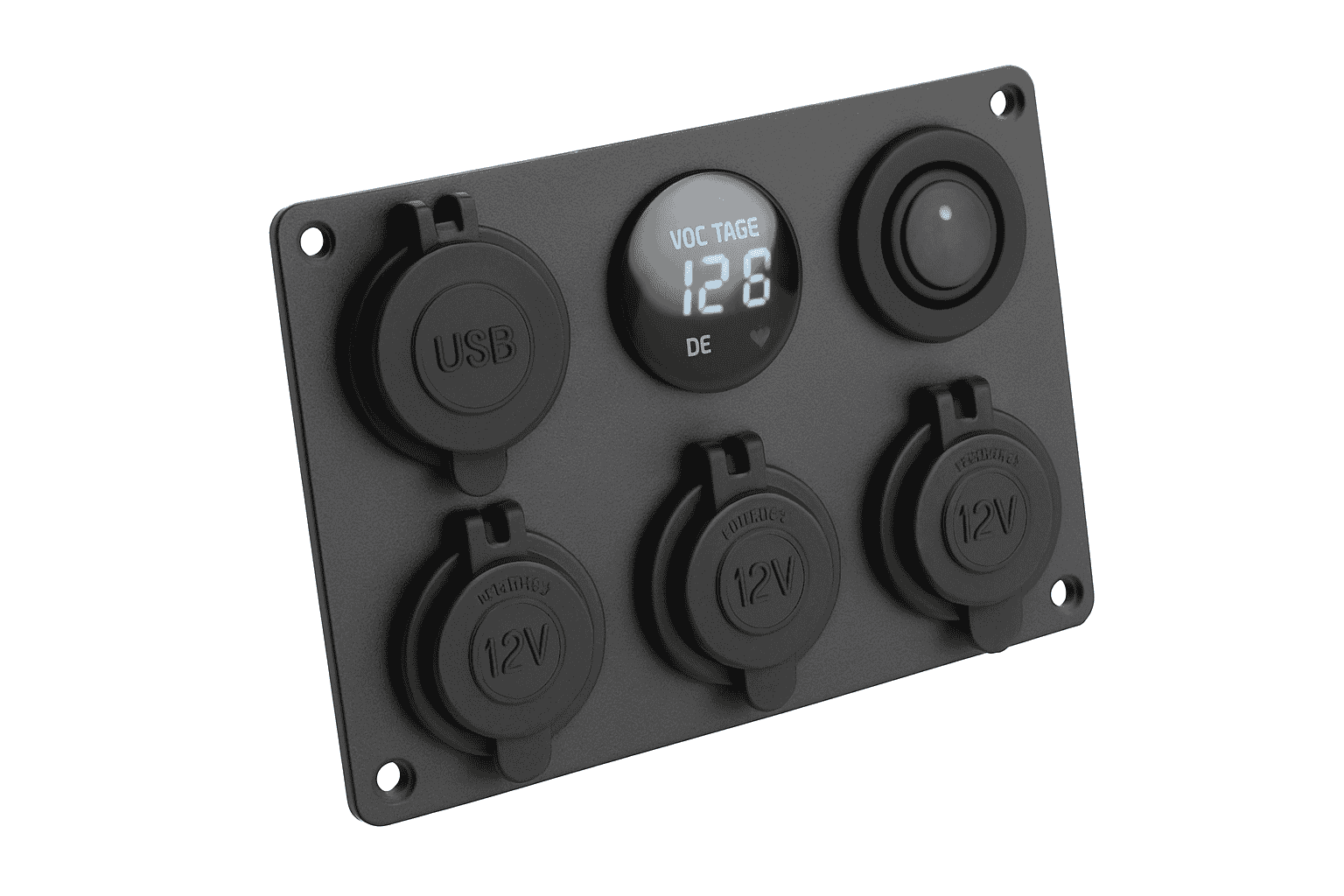 12V Dual USB Car Power Outlet Panel with LED Voltmeter and Toggle Switch-green