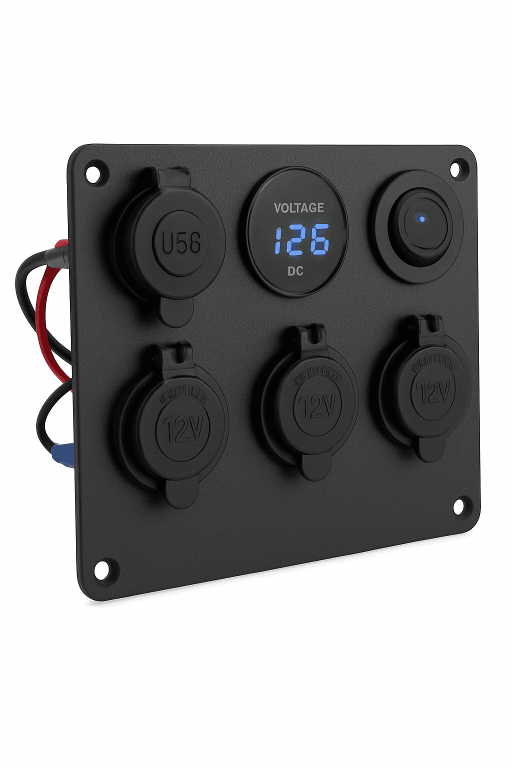12V Dual USB Charger Socket Power Outlet Panel with LED Voltmeter and Toggle Switch-green / China Mainland
