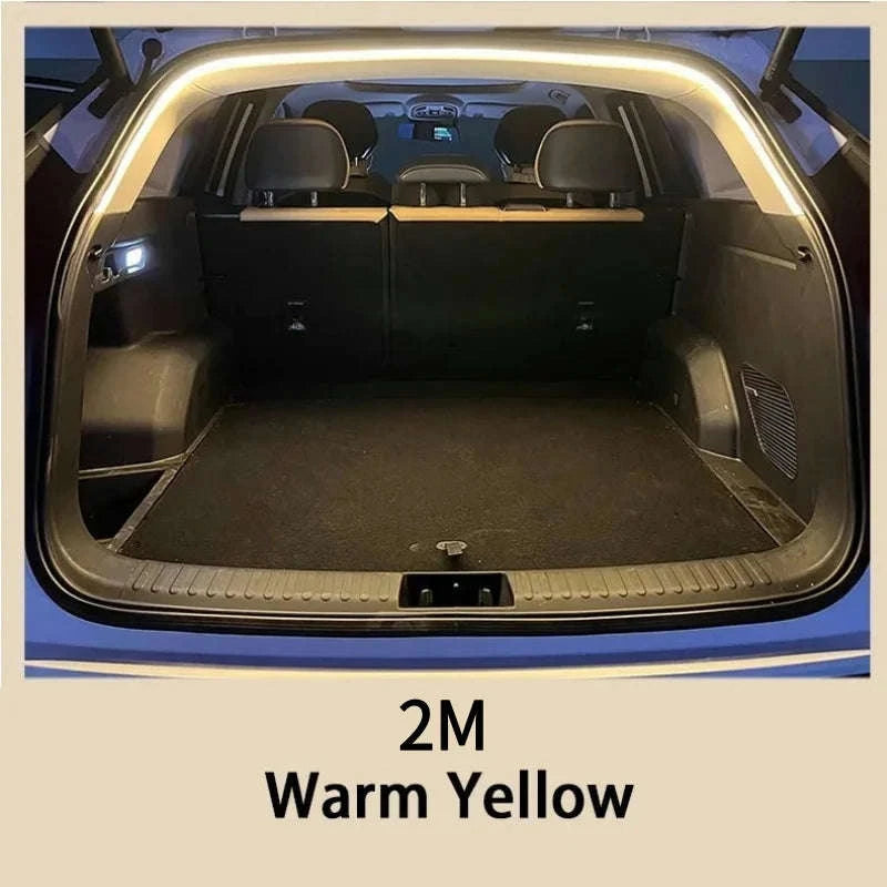 12V Dynamic Flowing Car Trunk LED Strip High-Brightness Wiring Automatic Sensing Tailgate Light Strip Tool-Free Installation-2M Dynamic LED W