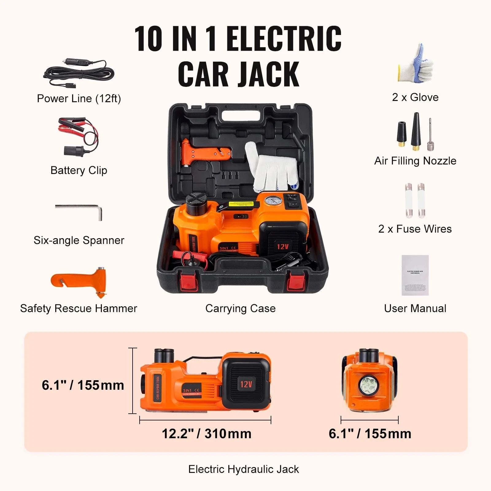 12V Electric Car Jack 3 Ton / 5 Ton Hydraulic Lift Kit-5T / france