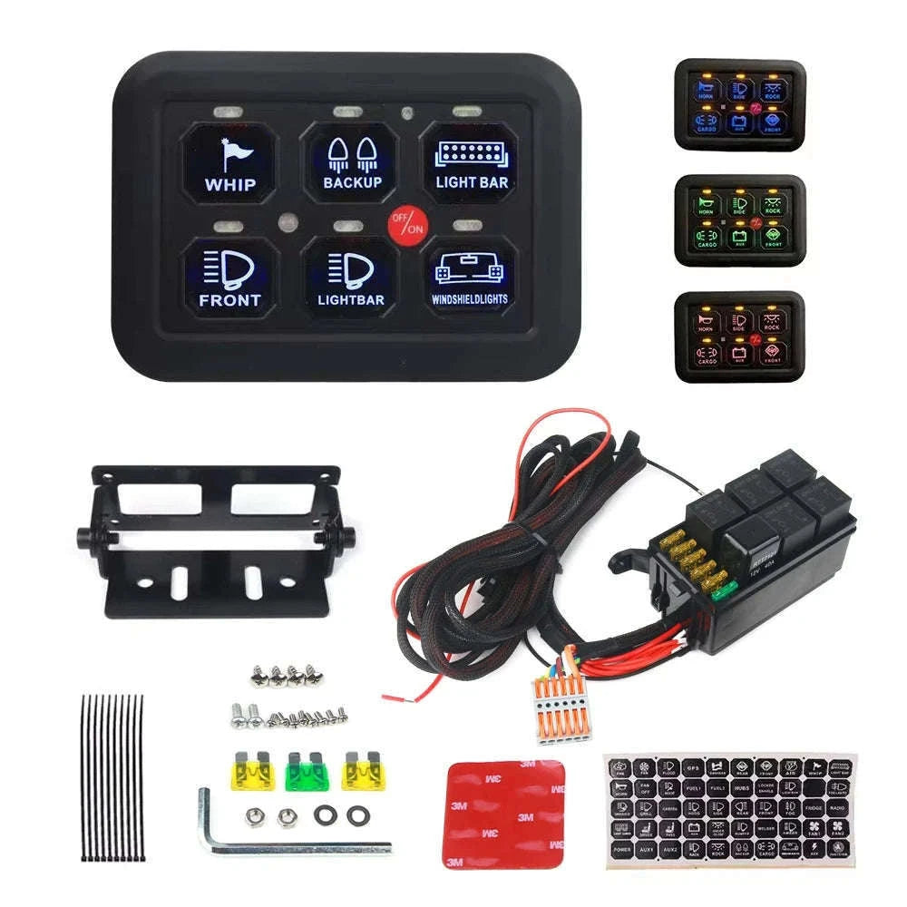 12V LED 6 Gang Switch Panel Circuit Control System-KG-6L