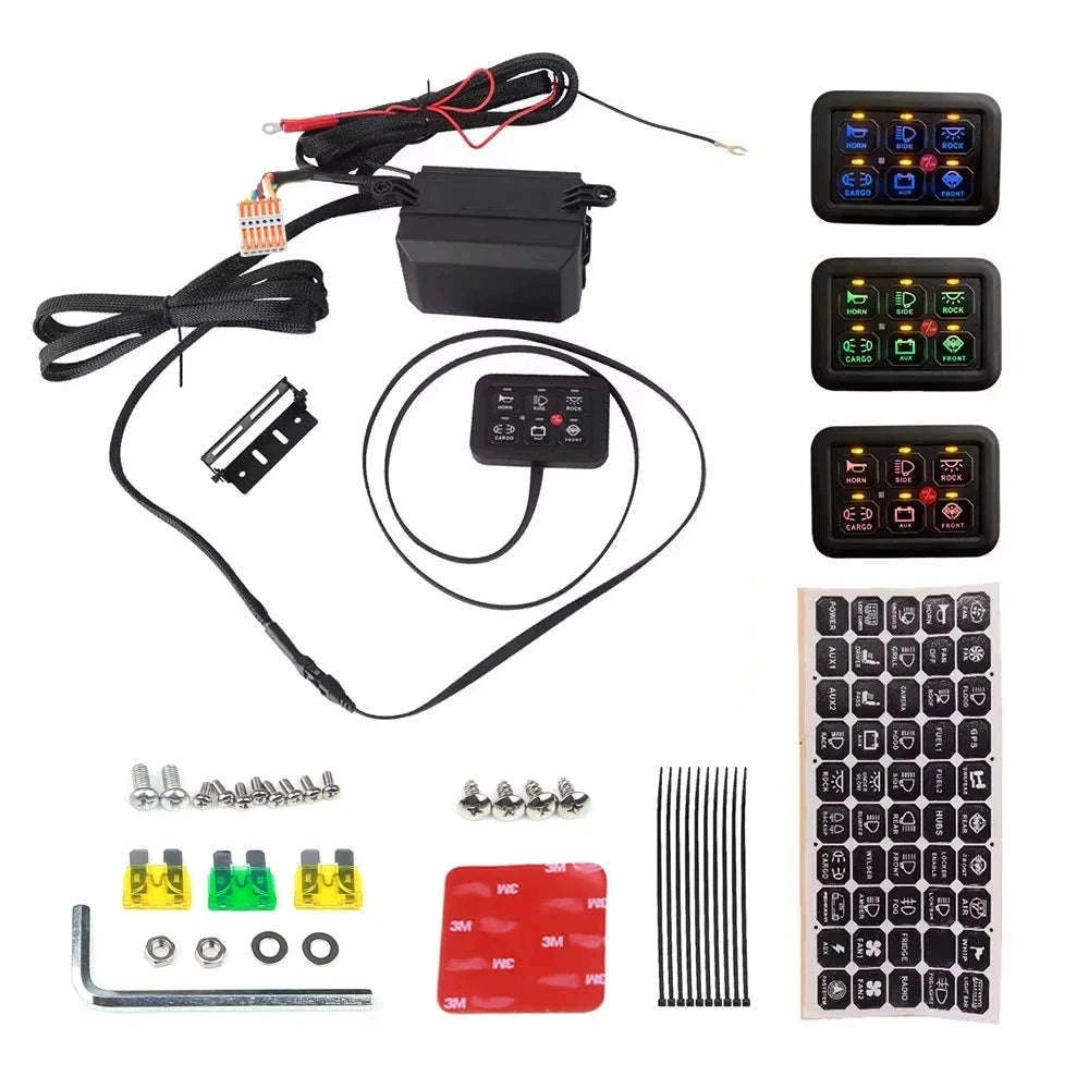 12V LED 6 Gang Switch Panel Circuit Control System-KG-6L