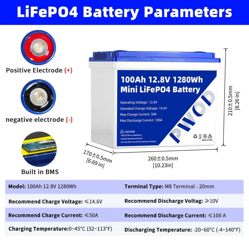 12V LiFePO4 Battery 100Ah 320Ah 360Ah for Solar RV Marine Home Storage-12v 360ah-1pcs / Poland
