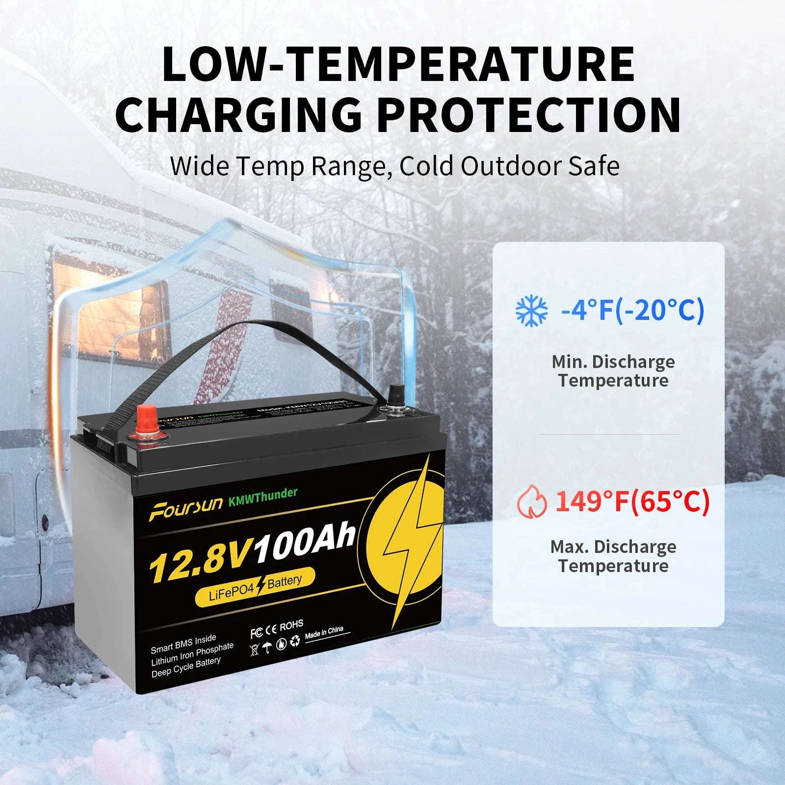 12V LiFePO4 Deep Cycle Battery with Low-Temperature BMS Protection-12V 200Ah without charger / Poland