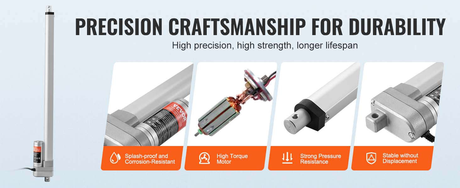 12V Linear Actuator 3000N 500mm Waterproof IP65 with Mounting Bracket-Other / CZECH REPUBLIC