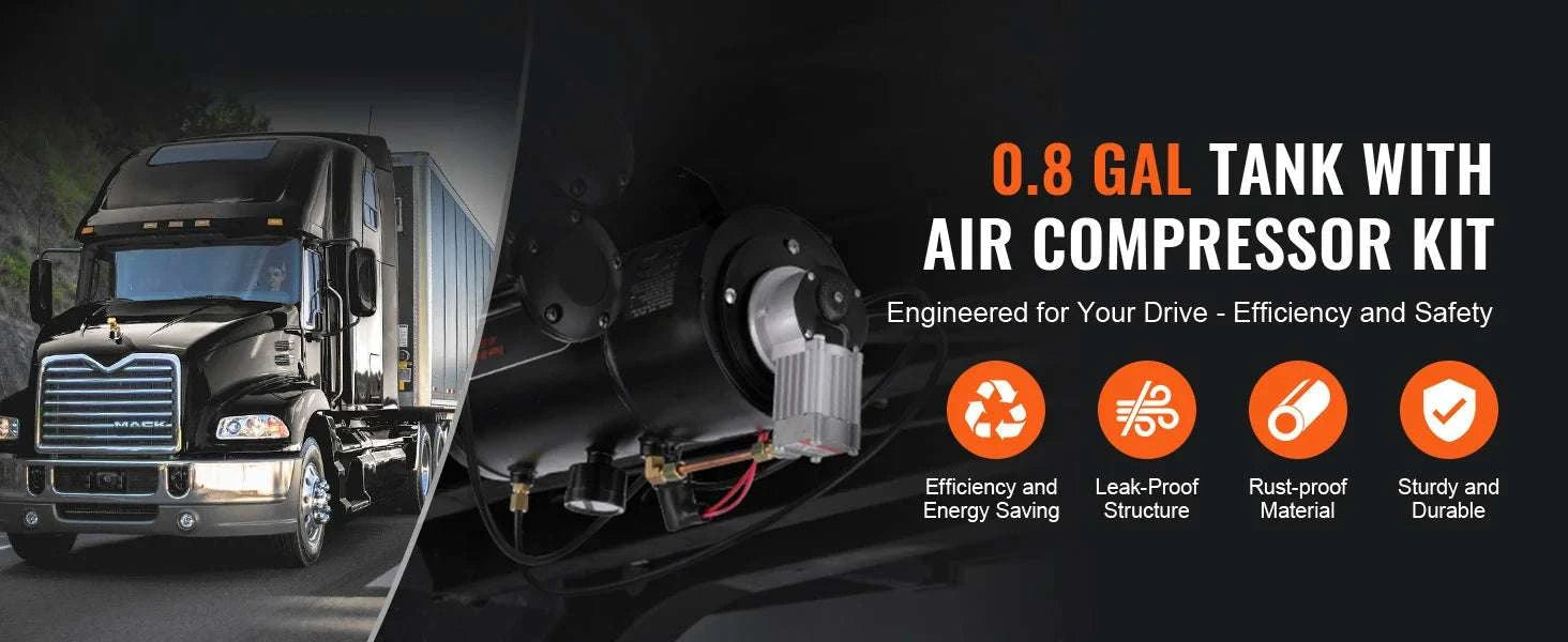 12V Onboard Air Compressor Kit with 0.8 Gal Tank 120 PSI-france