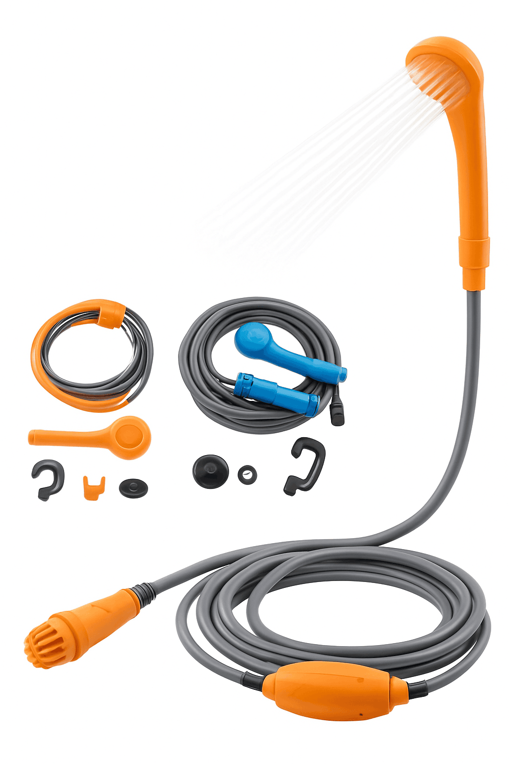 12V Portable Car Shower Kit with Cigarette Lighter Plug-Orange