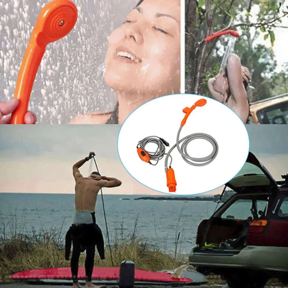 12V Portable Car Shower Kit with Cigarette Lighter Plug-Orange