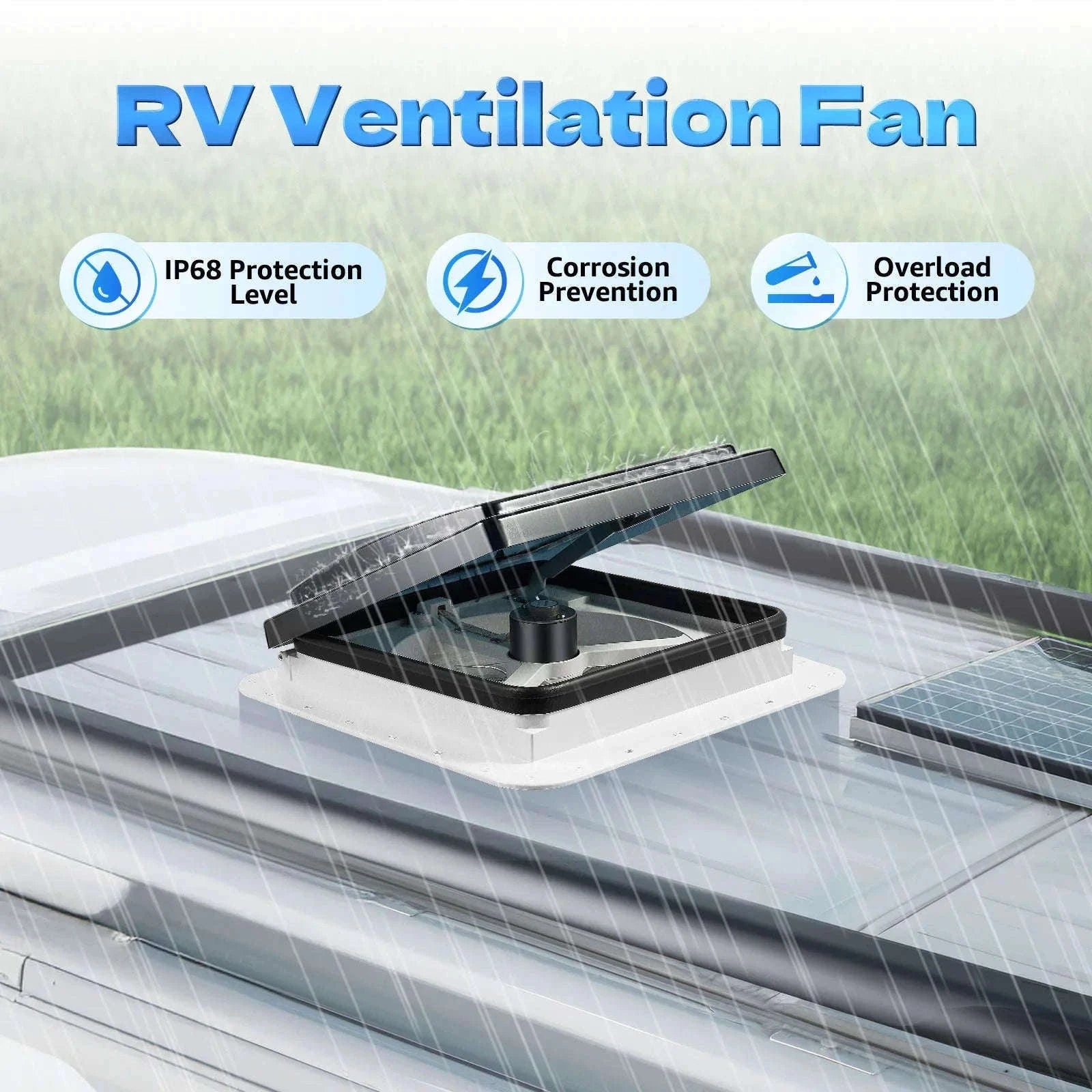 12V RV Ventilation Fan with LED Light 280x280mm-WHITE / spain