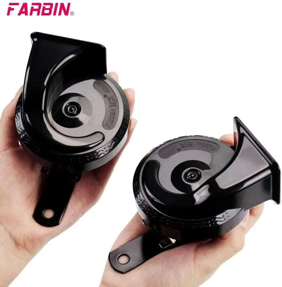 12V Super Loud Car Horn High/Low Tone Waterproof Electric Horn-black harness button / China Mainland