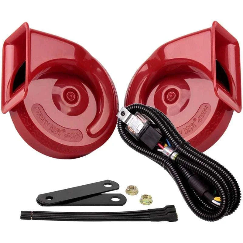 12V Super Loud Car Horn High/Low Tone Waterproof Electric Horn-black harness button / China Mainland