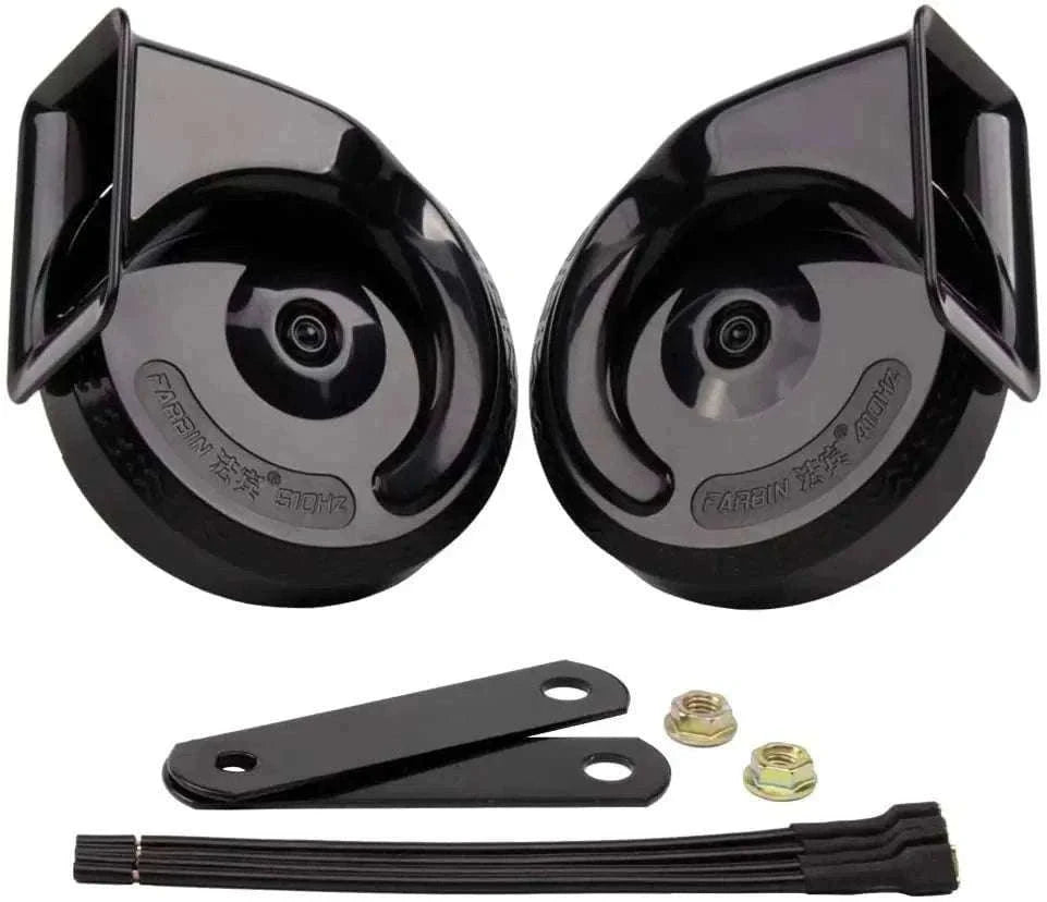 12V Super Loud Car Horn High/Low Tone Waterproof Electric Horn-black harness button / China Mainland