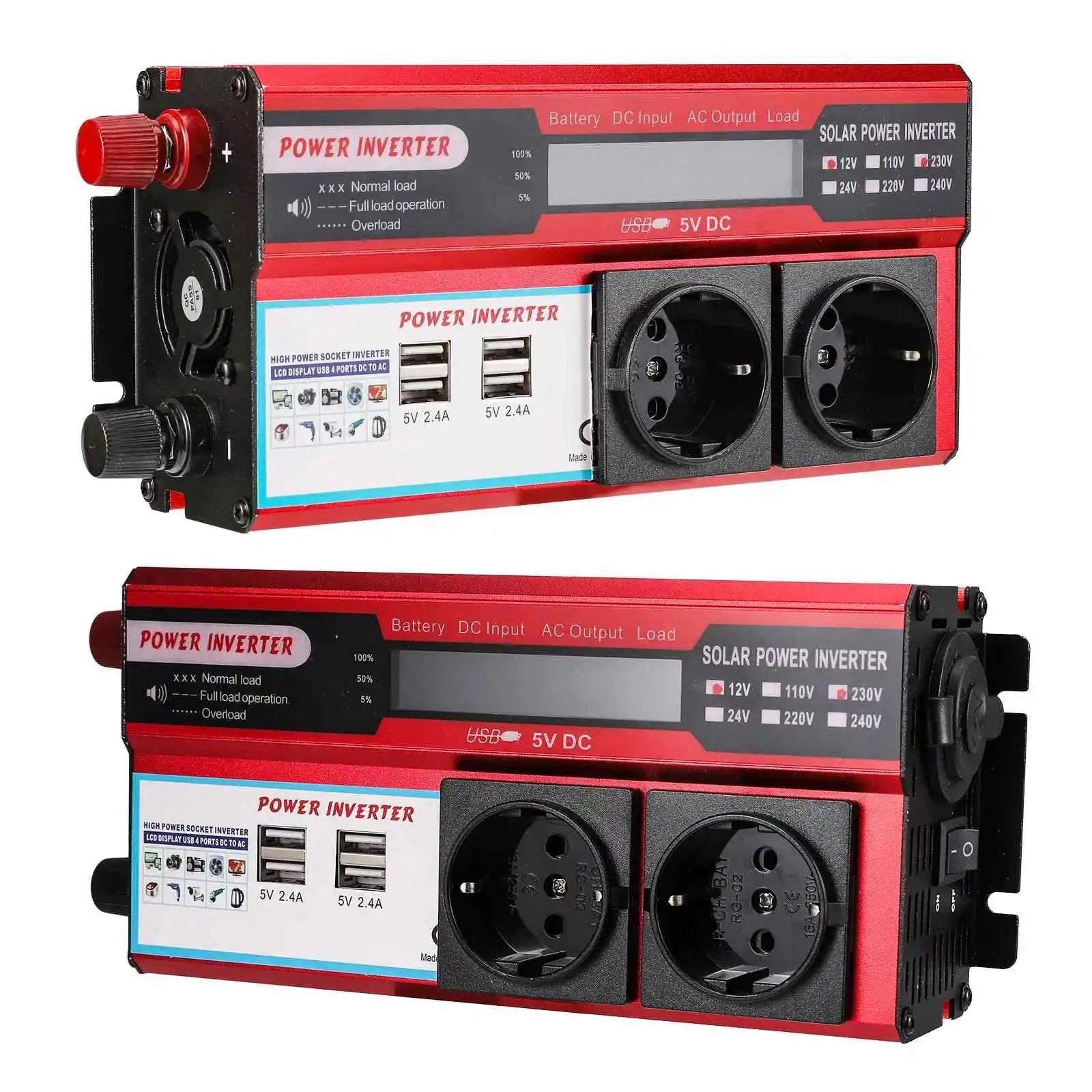 12V to 220V/230V Power Inverter with 4 USB Ports-3000W / Germany