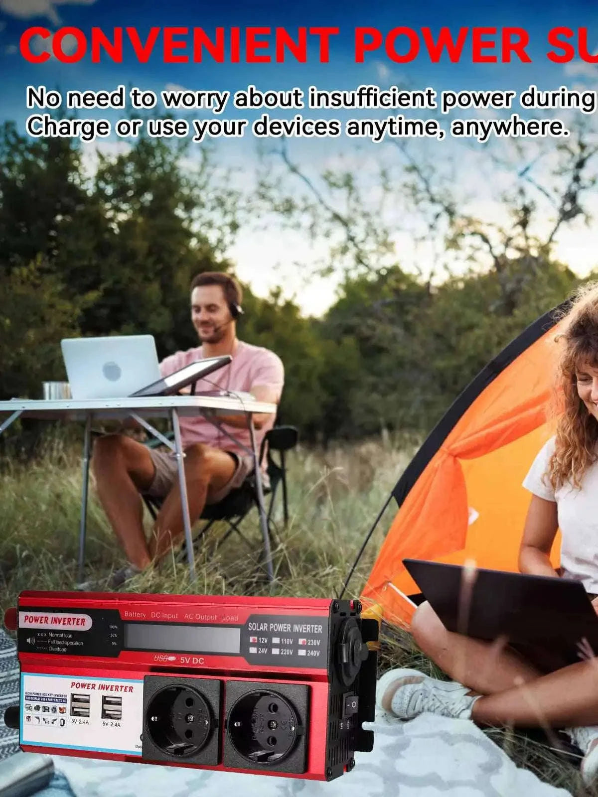 12V to 220V/230V Power Inverter with 4 USB Ports and LED Display-4000W / Poland