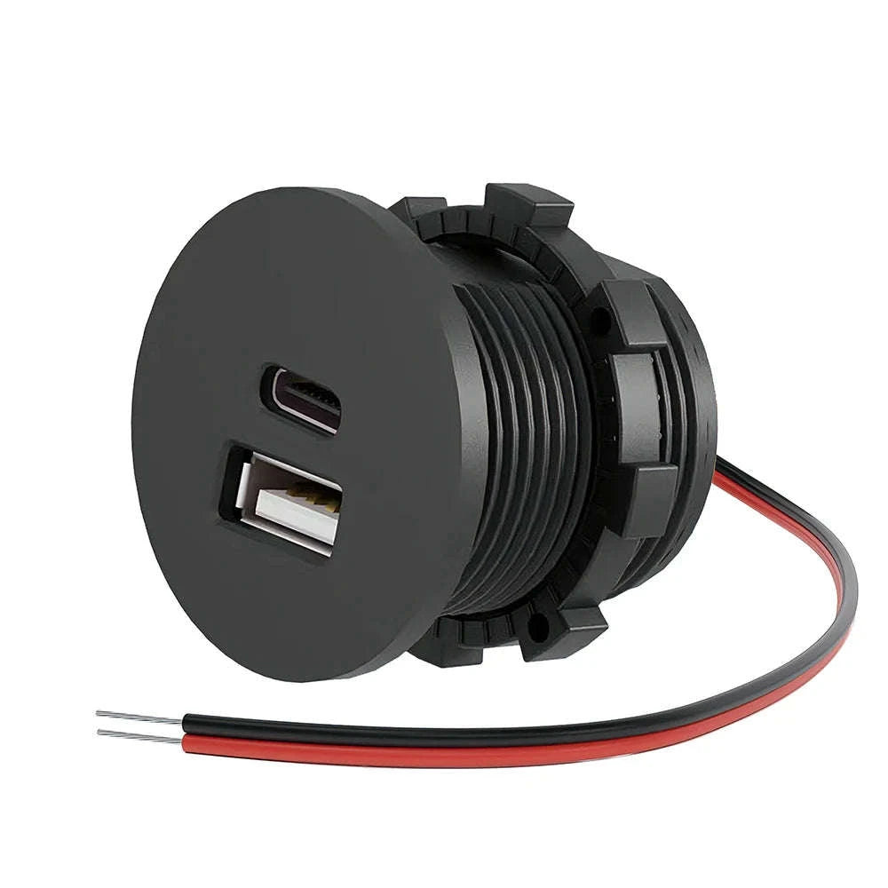 12V USB Outlet PD Type-C & USB-A Dual Port Socket-Germany / as the picture