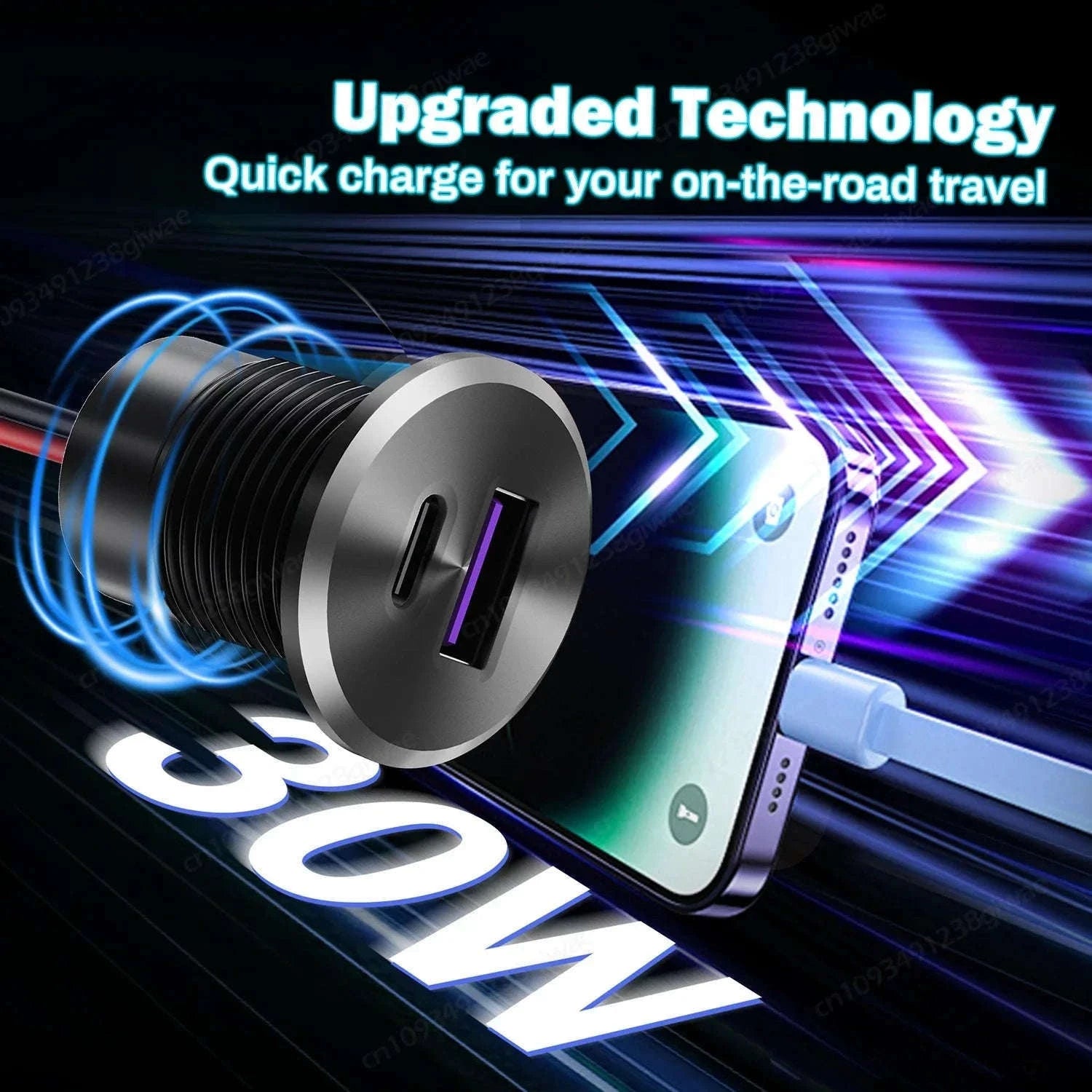 12V USB Outlet Recessed Mount Fast Charger 48W-Germany / NEW-PD-QC-Outlet