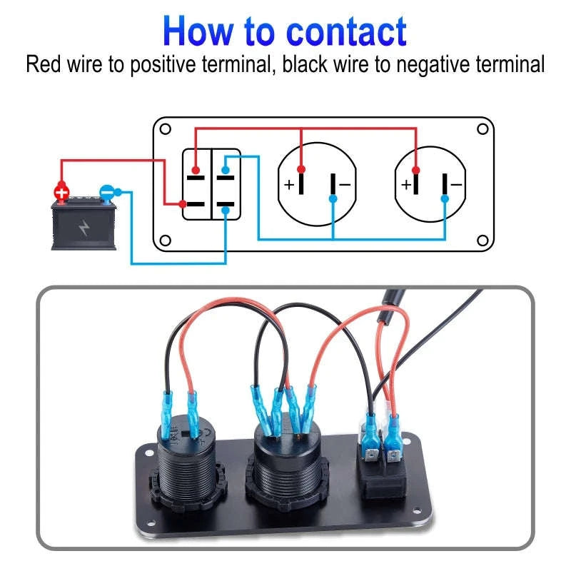 12V Waterproof Car Dual USB Outlet Panel with Cigarette Lighter Socket-M3 / China Mainland