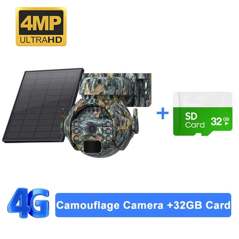 12X Zoom 4K Solar 4G Dual‑Lens Security Camera-8MP 12X 4G 32GB Card