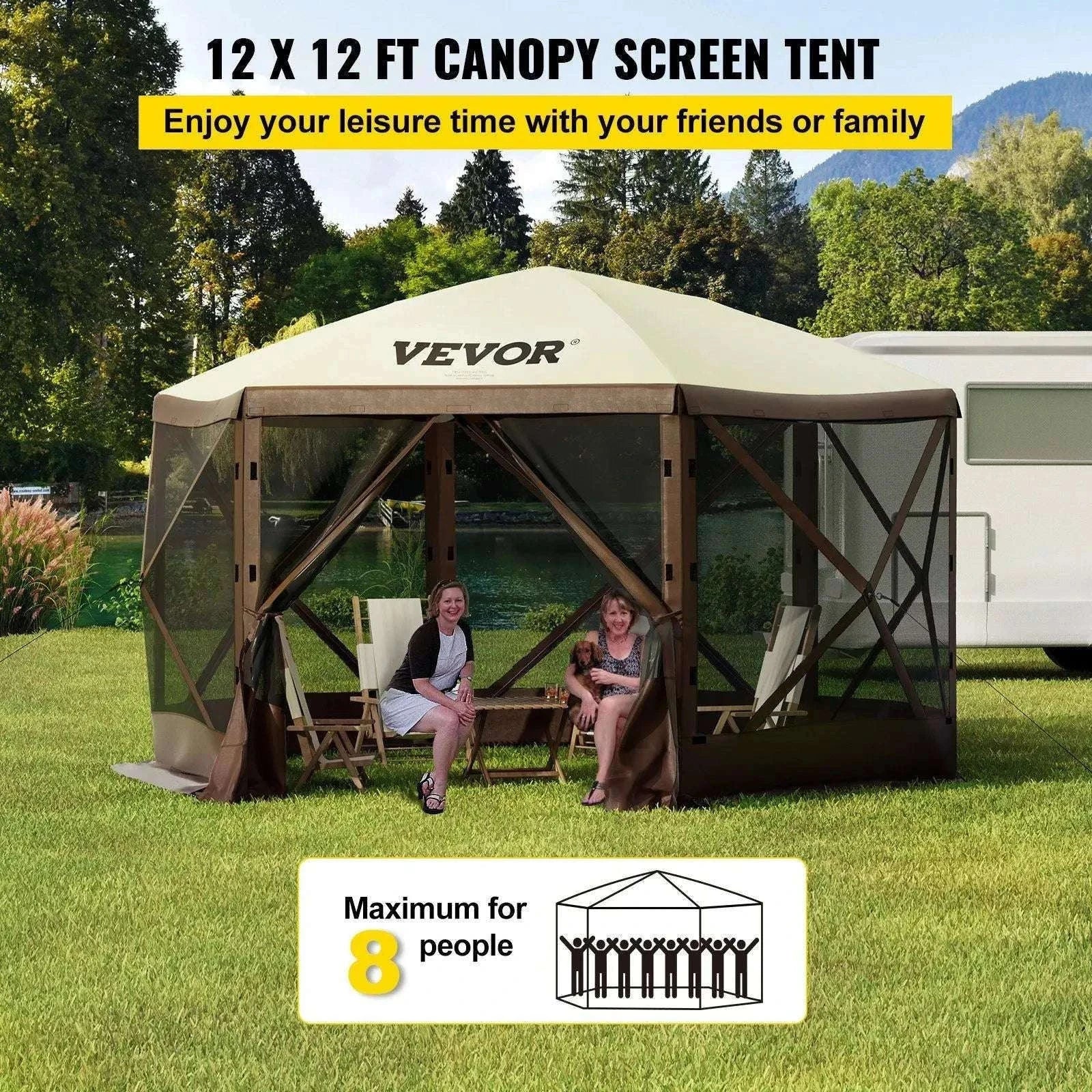 12x12 ft Pop-Up Gazebo Screen Tent with Mesh & Privacy Panels-United States