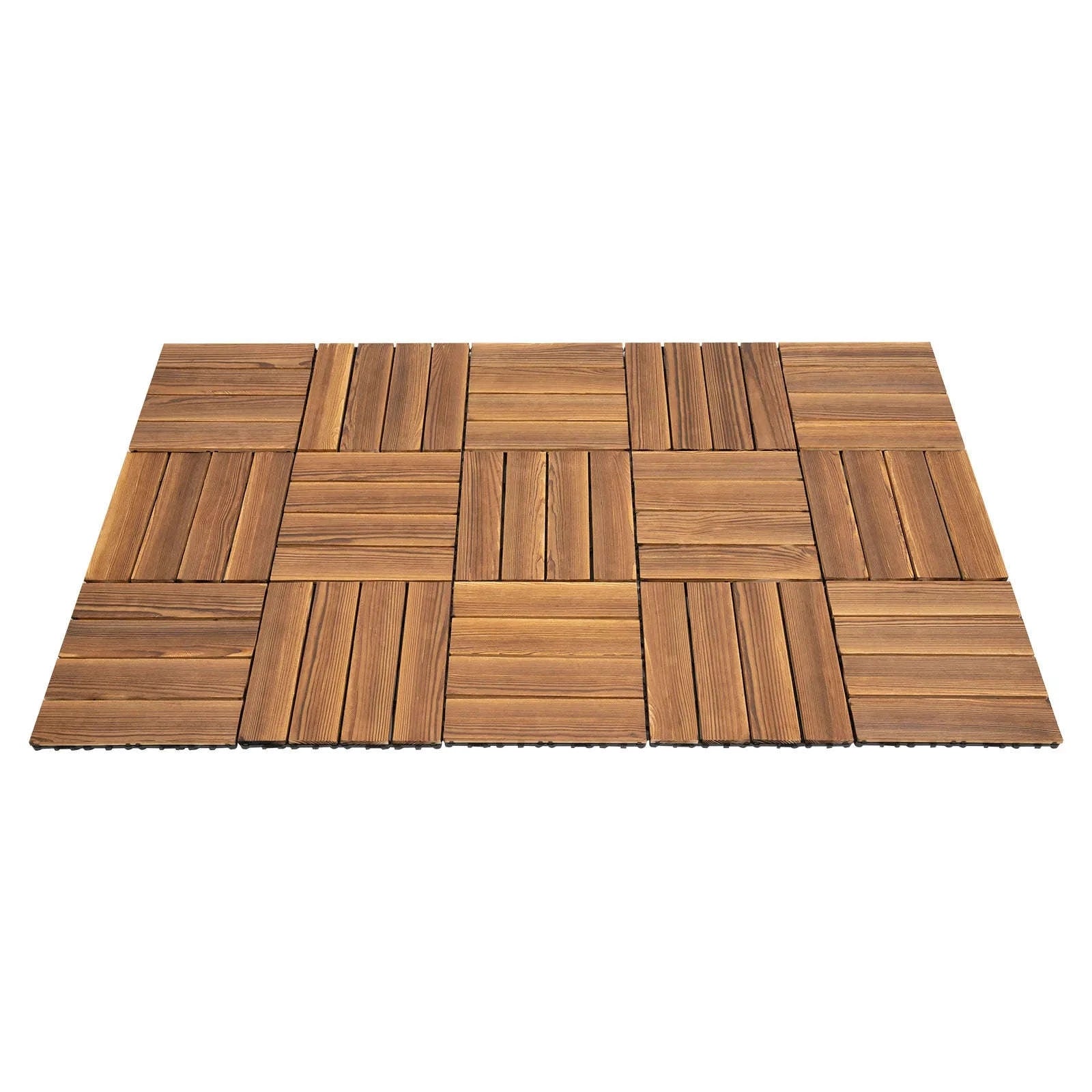 12x12 Patio Deck Tiles – Wood Plastic Composite Interlocking Tiles-Brown / GERMANY
