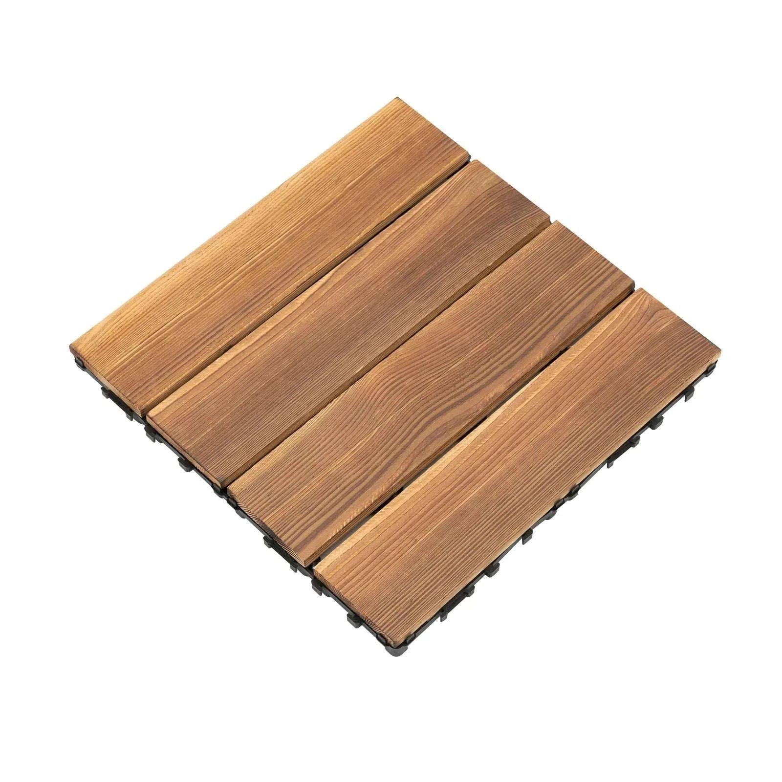 12x12 Patio Deck Tiles – Wood Plastic Composite Interlocking Tiles-Brown / United States