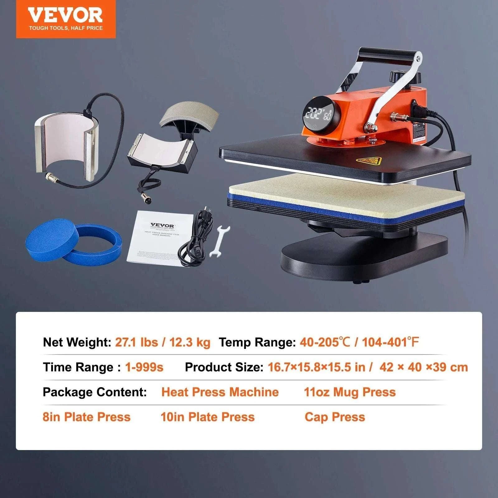 12x15 Heat Press Machine 5-in-1 Swing Away Sublimation Kit-5 in 1 / United States