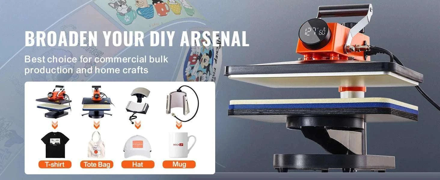 12x15 Heat Press Machine 5-in-1 Swing Away Sublimation Kit-5 in 1 / United States