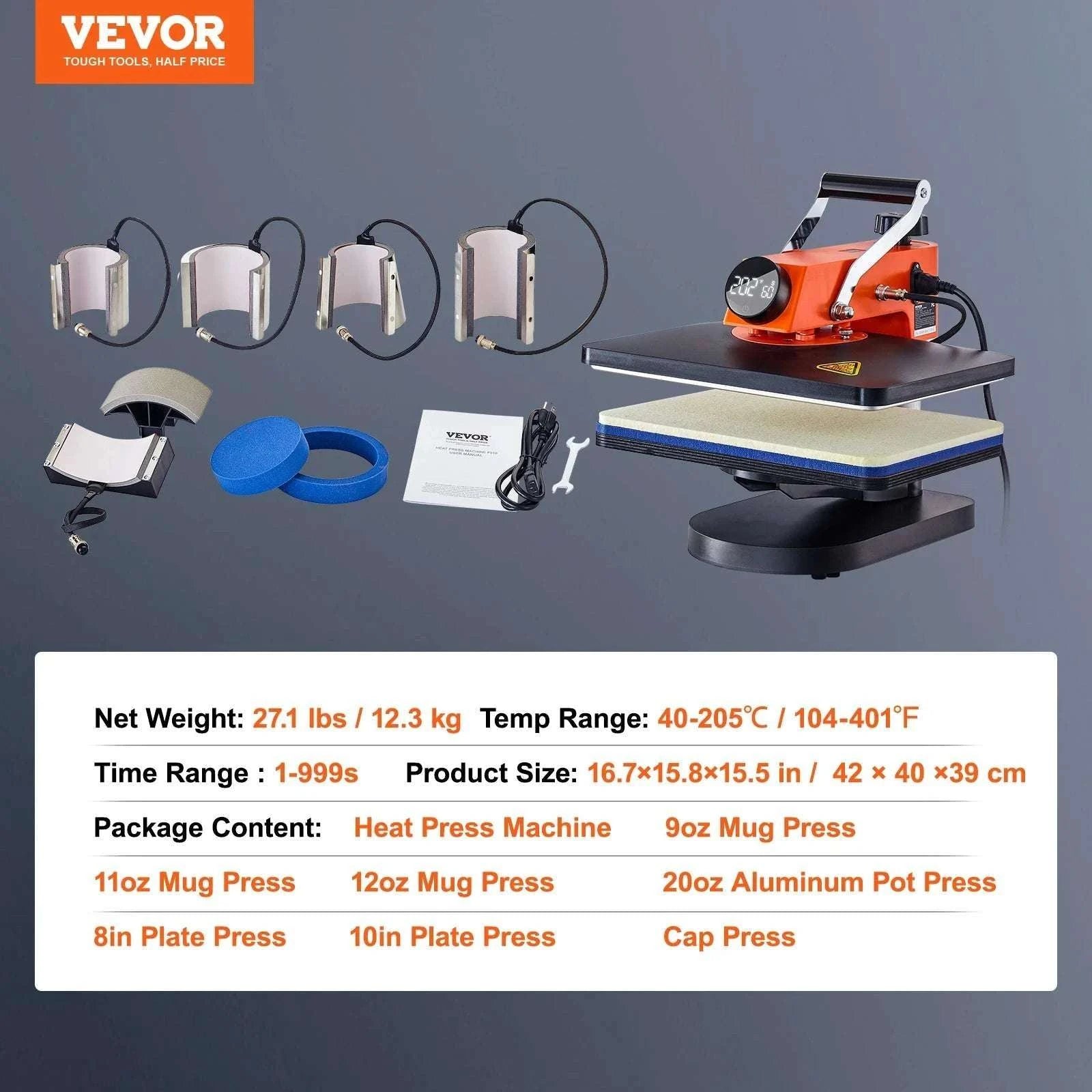12x15 Heat Press Machine 5-in-1 Swing Away Sublimation Kit-5 in 1 / United States