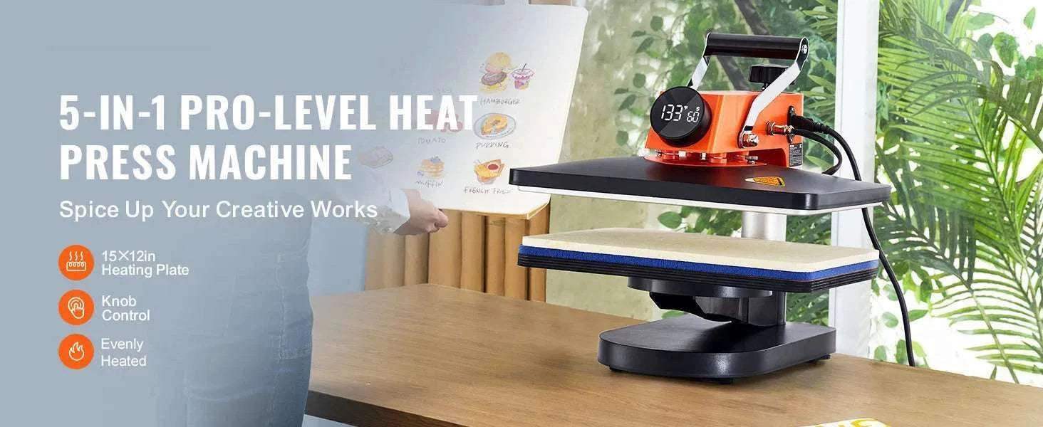 12x15 Heat Press Machine 5-in-1 Swing Away Sublimation Kit-5 in 1 / United States