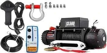 13,500 lb Electric Winch 12V with Synthetic Rope & Remote Control-13500LBS / United States