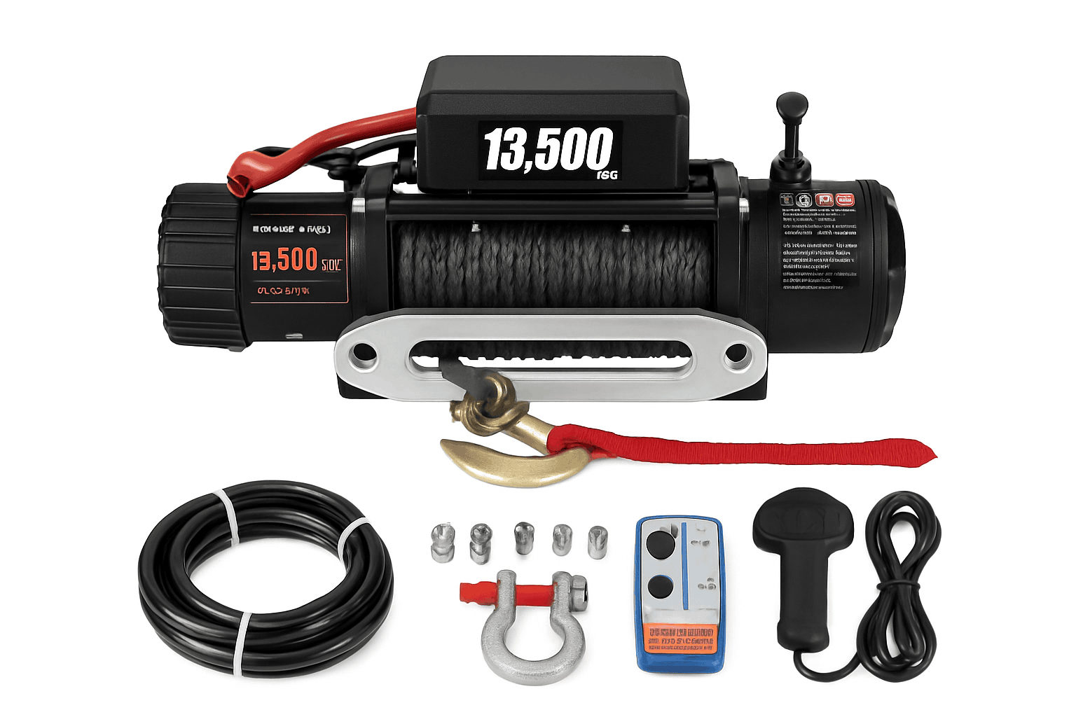 13,500 lb Electric Winch with Wireless Remote & Synthetic Rope-Poland