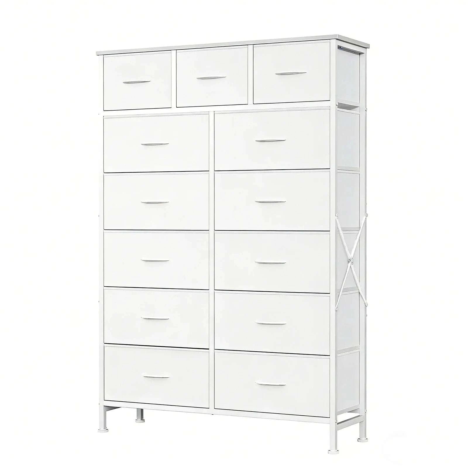 13 Drawer TV Stand Storage Cabinet with Steel Frame & Adjustable Feet-Grey / United States