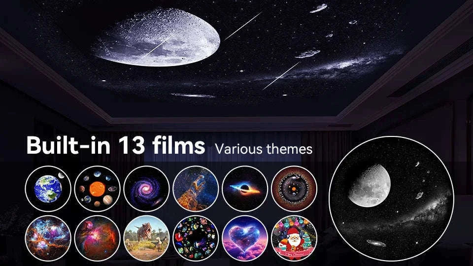 13-in-1 Galaxy Projector Night Light with Rotating Star Display-black / spain