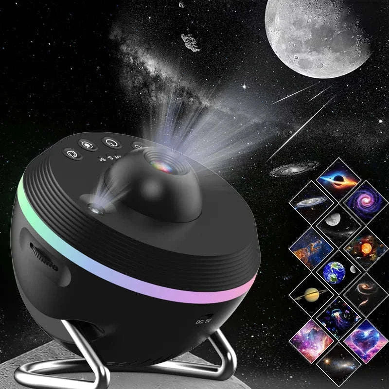 13-in-1 Galaxy Projector Night Light with Rotating Star Display-black / spain