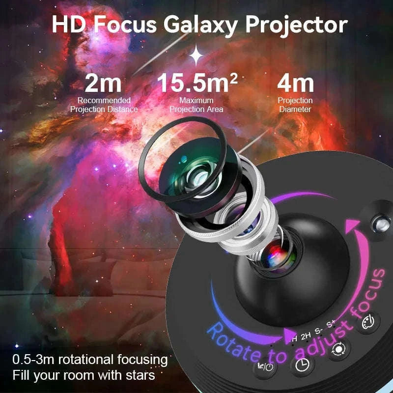 13-in-1 Galaxy Projector Night Light with Rotating Star Display-black / spain
