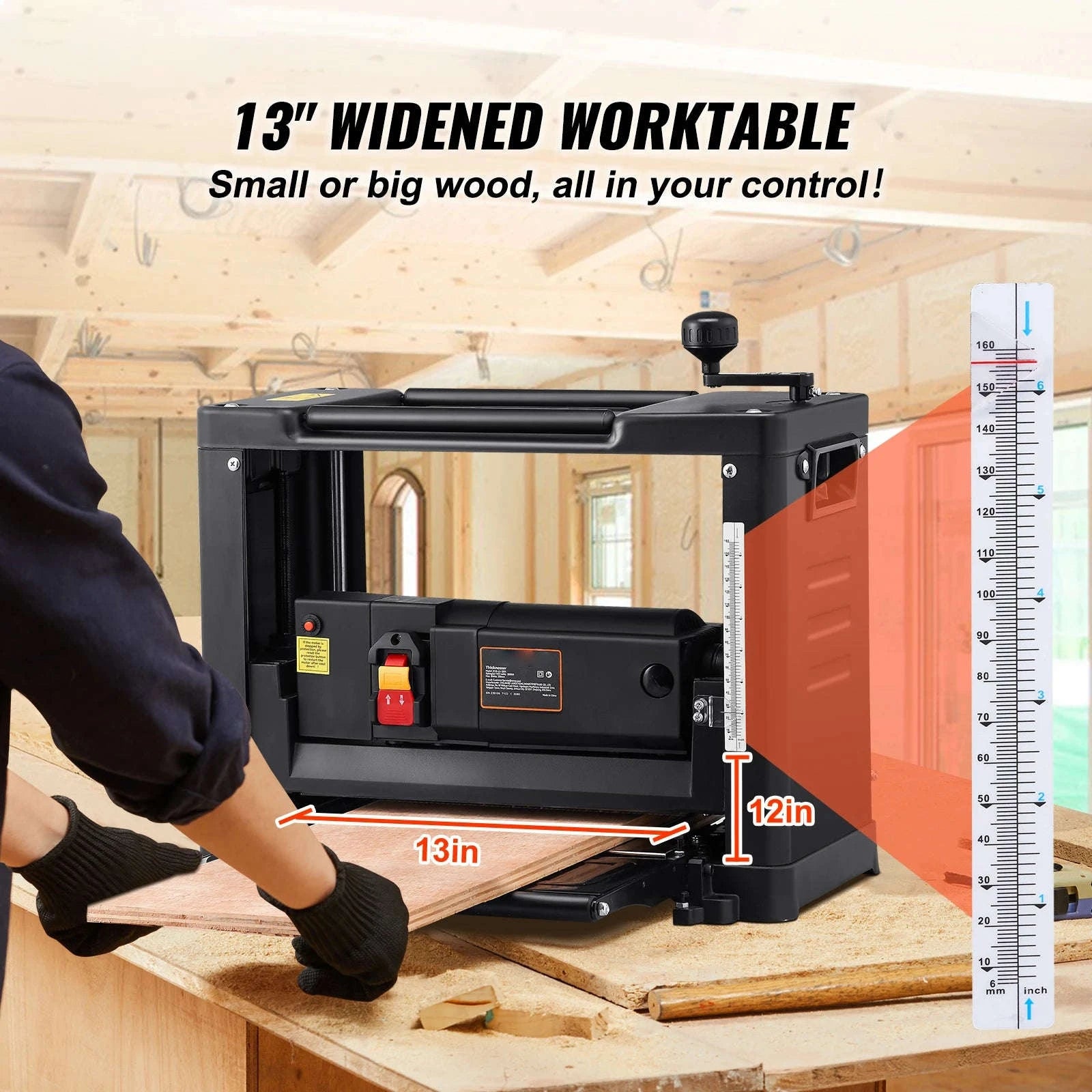 13-Inch Benchtop Thickness Planer, 2-Blade, 15-Amp 1800W Motor-Single Speed / france