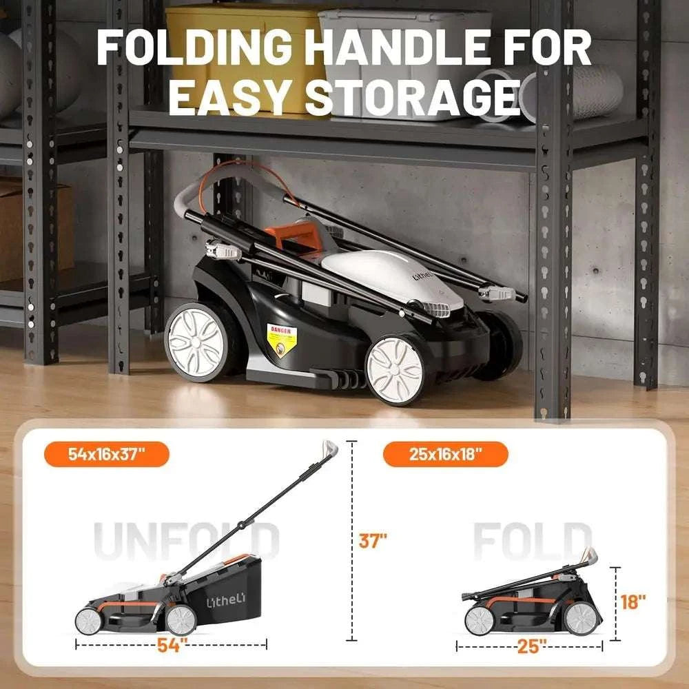 13-Inch Cordless Electric Lawn Mower with 5 Height Settings-United States