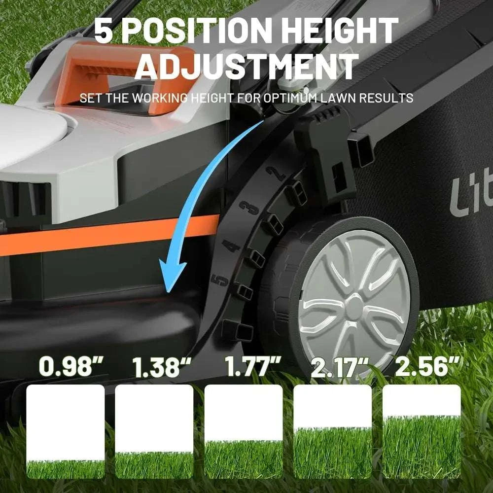 13-Inch Cordless Electric Lawn Mower with 5 Height Settings-United States