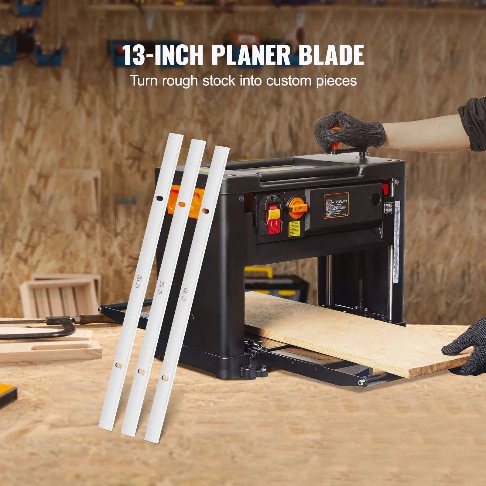 13-Inch HSS Planer Blades for 12.5 in and 13 in Benchtop Planers-13inch / United States