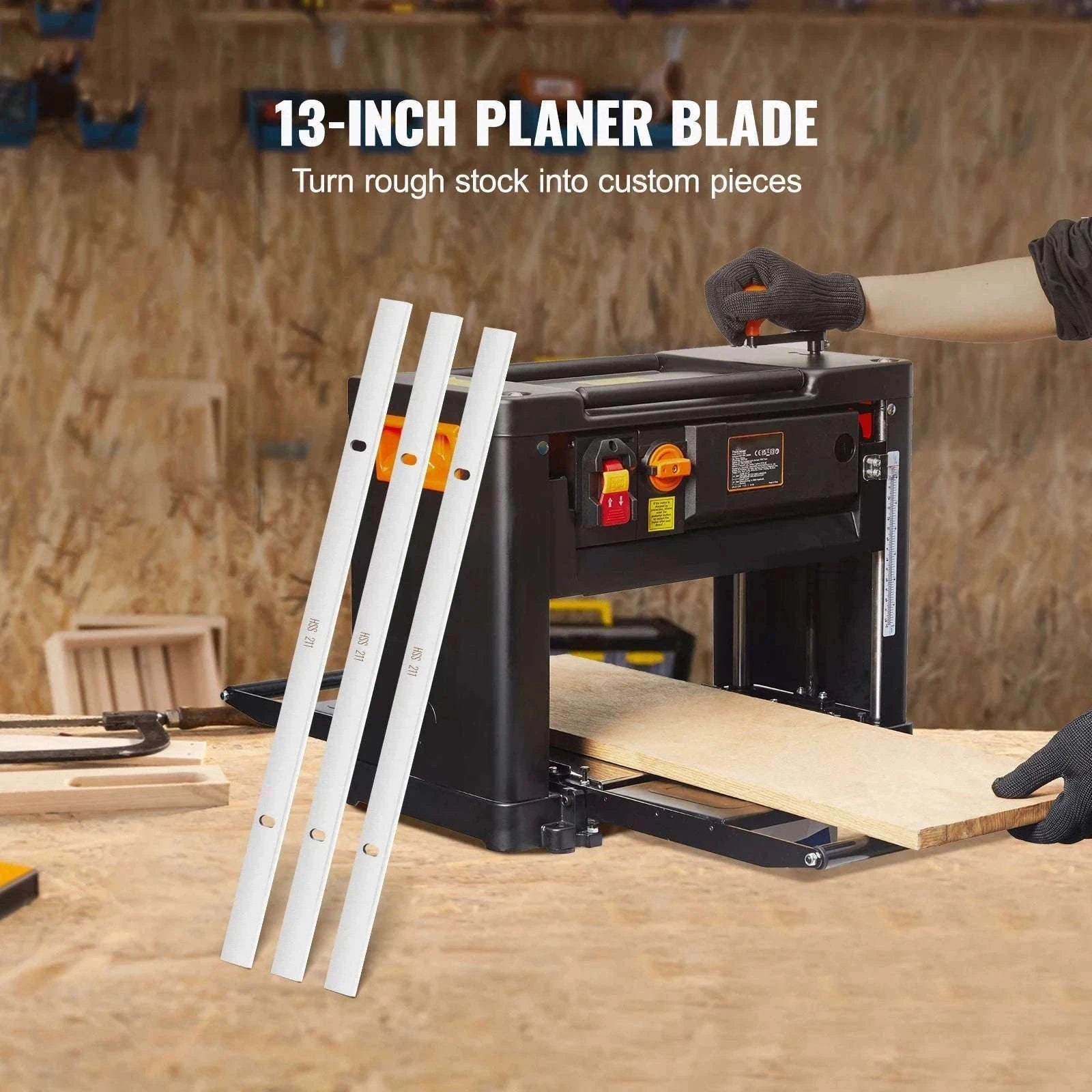 13-Inch HSS Planer Blades for 12.5 in and 13 in Benchtop Planers-13inch / United States