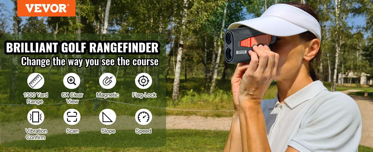 1300 Yard Golf Rangefinder with Slope, Flag Lock & 6X Zoom-1300 Yards / United States