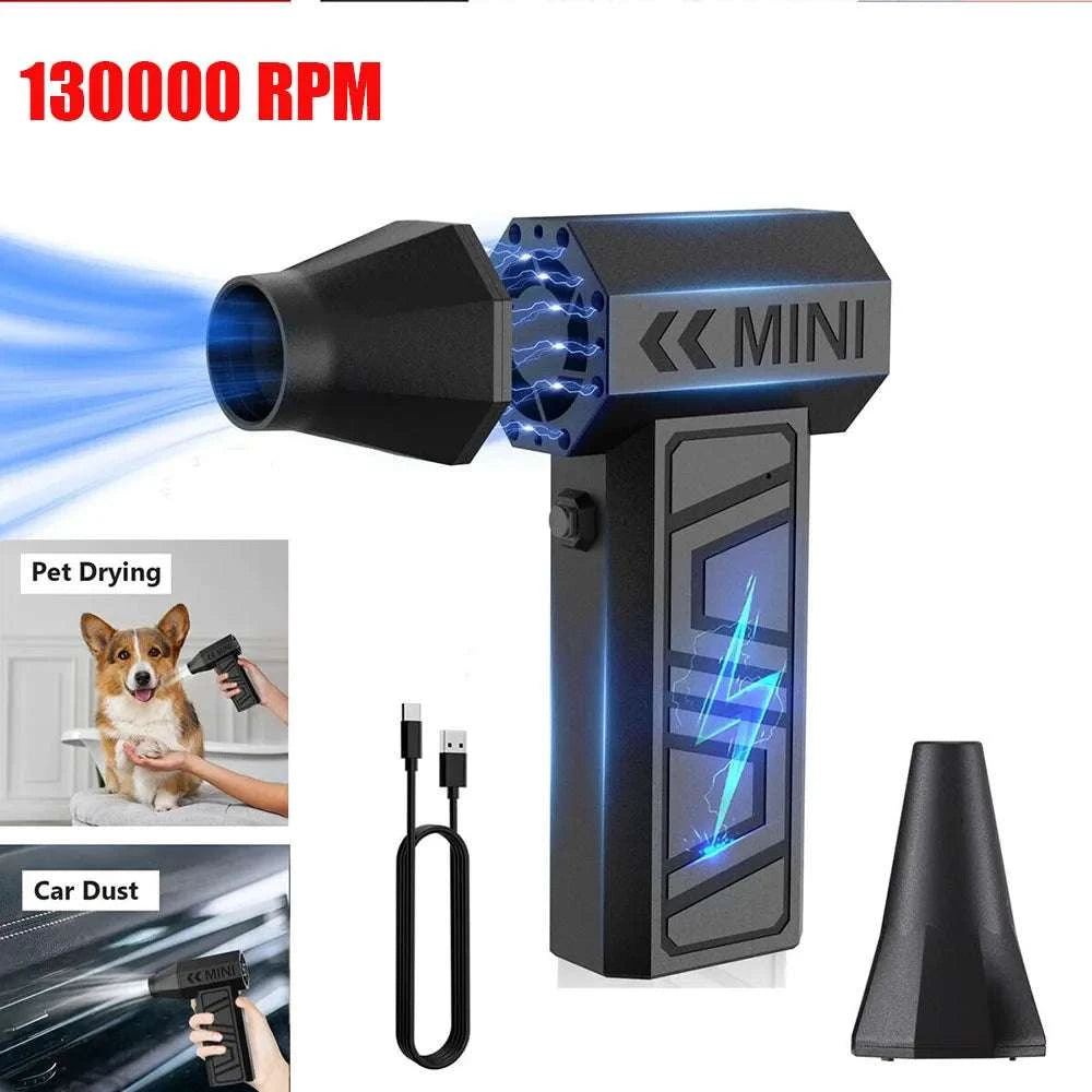 130000RPM Electric Air Duster Portable Turbo Blower-black / United States / US