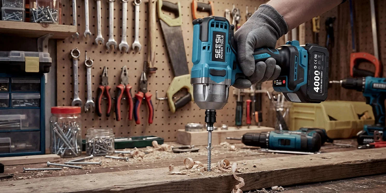 1300N.m 3-in-1 Cordless Impact Wrench Drill Screwdriver Kit-United States