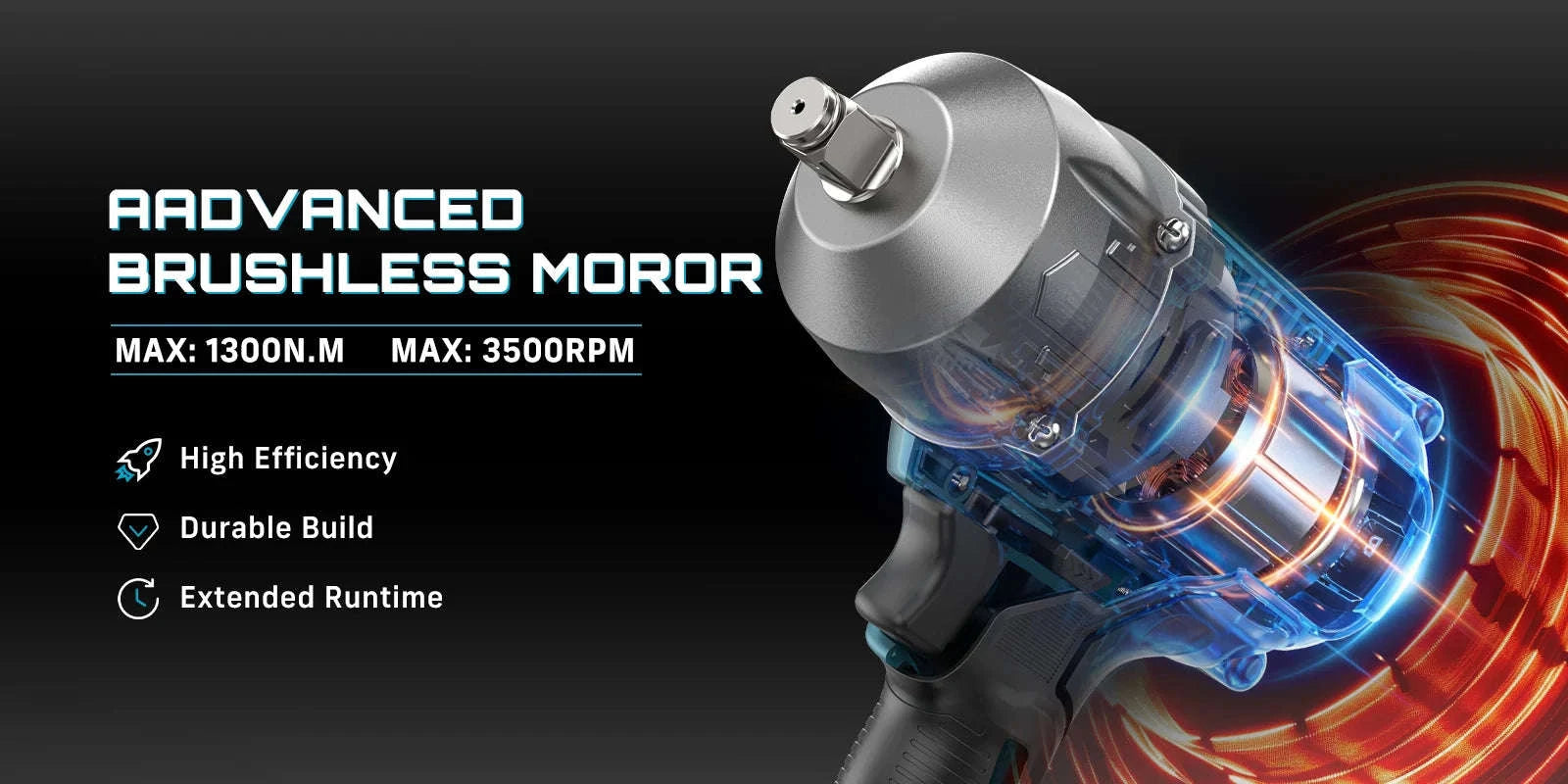 1300N.m 3-in-1 Cordless Impact Wrench Drill Screwdriver Kit-United States