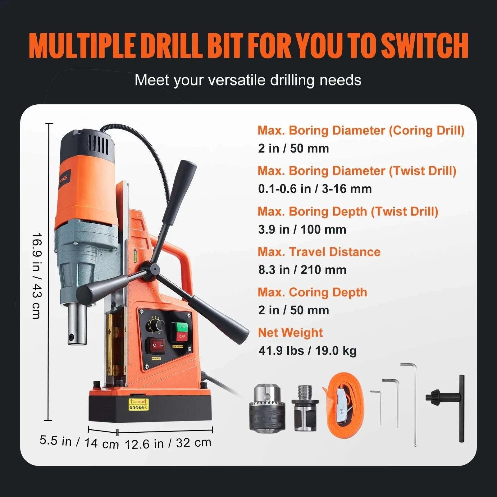 1300W–1550W Magnetic Drill Press with 40mm Boring Capacity-1Drill 50mm 1550W / spain