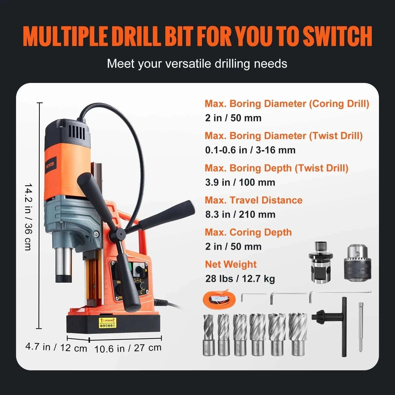 1300W–1550W Magnetic Drill Press with 40mm Boring Capacity-1Drill 50mm 1550W / spain