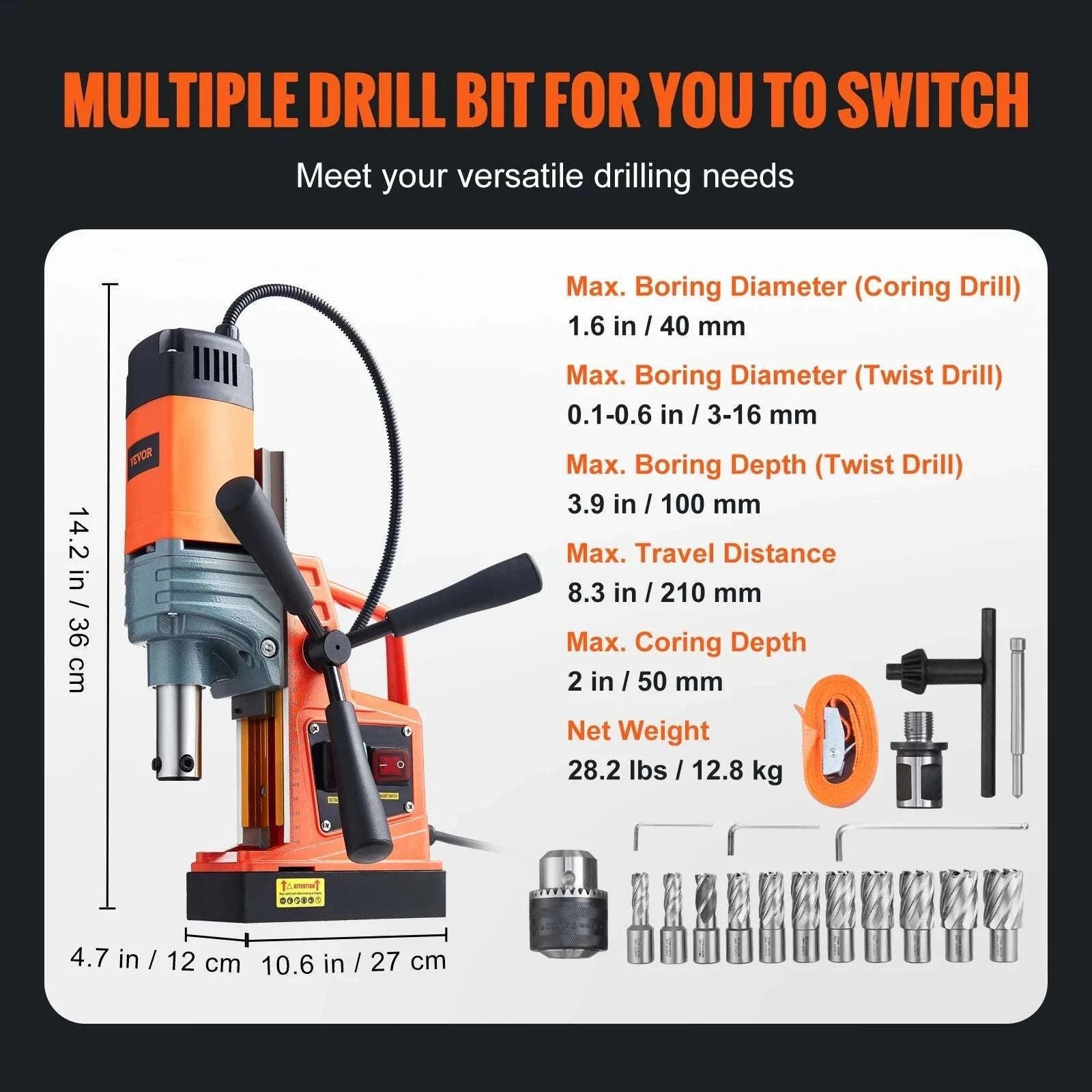 1300W–1550W Magnetic Drill Press with 40mm Boring Capacity-1Drill 50mm 1550W / spain