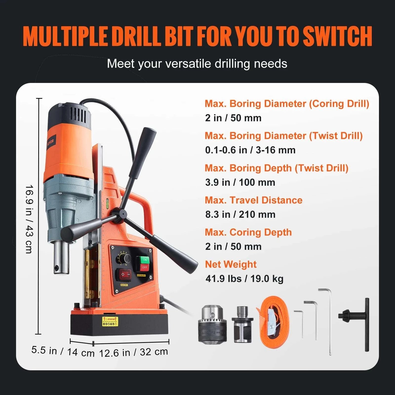 1300W–1550W Magnetic Drill Press with 40mm Boring Capacity-1Drill 50mm 1550W / spain