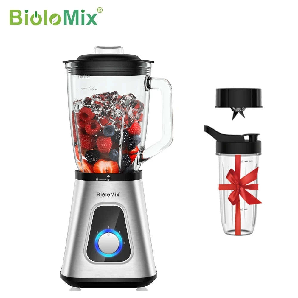 1300W Smoothie Maker with 1.5L Glass Jar and 600ml Travel Cup-Light Grey / US Plug / United States