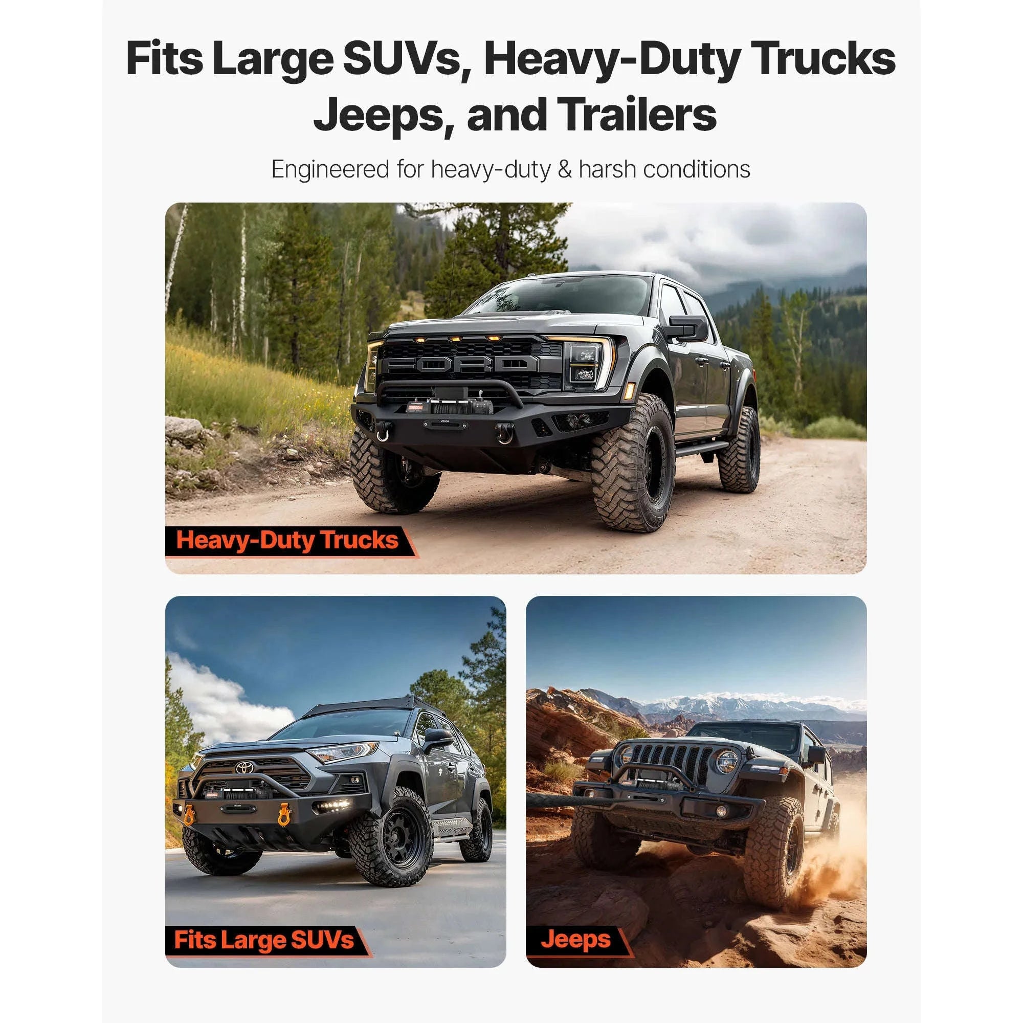 13500 lbs 12V Electric Winch with Synthetic Rope and Dual Remote Control-13500 lbs / france